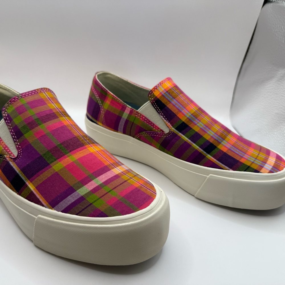 SEAVEES Women's Baja Slip On Platform Punch Cotton Madras Size US 8 EU 39 UK 6